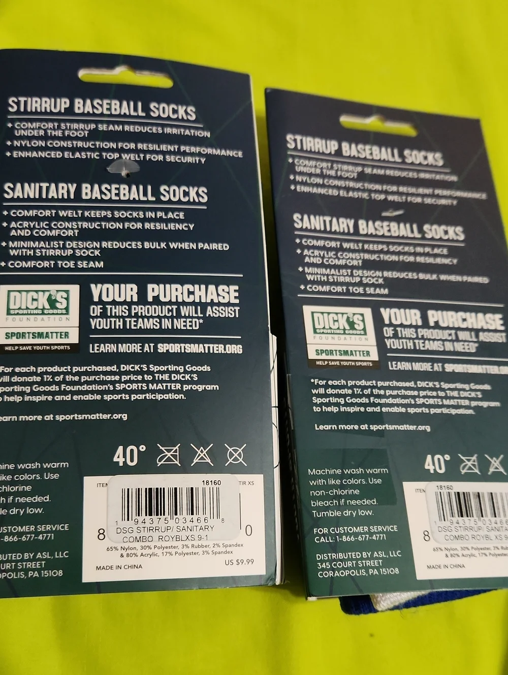 DSG Royal Blue and White Stirrup & Sanitary Baseball Socks - Combo Pack Size XS